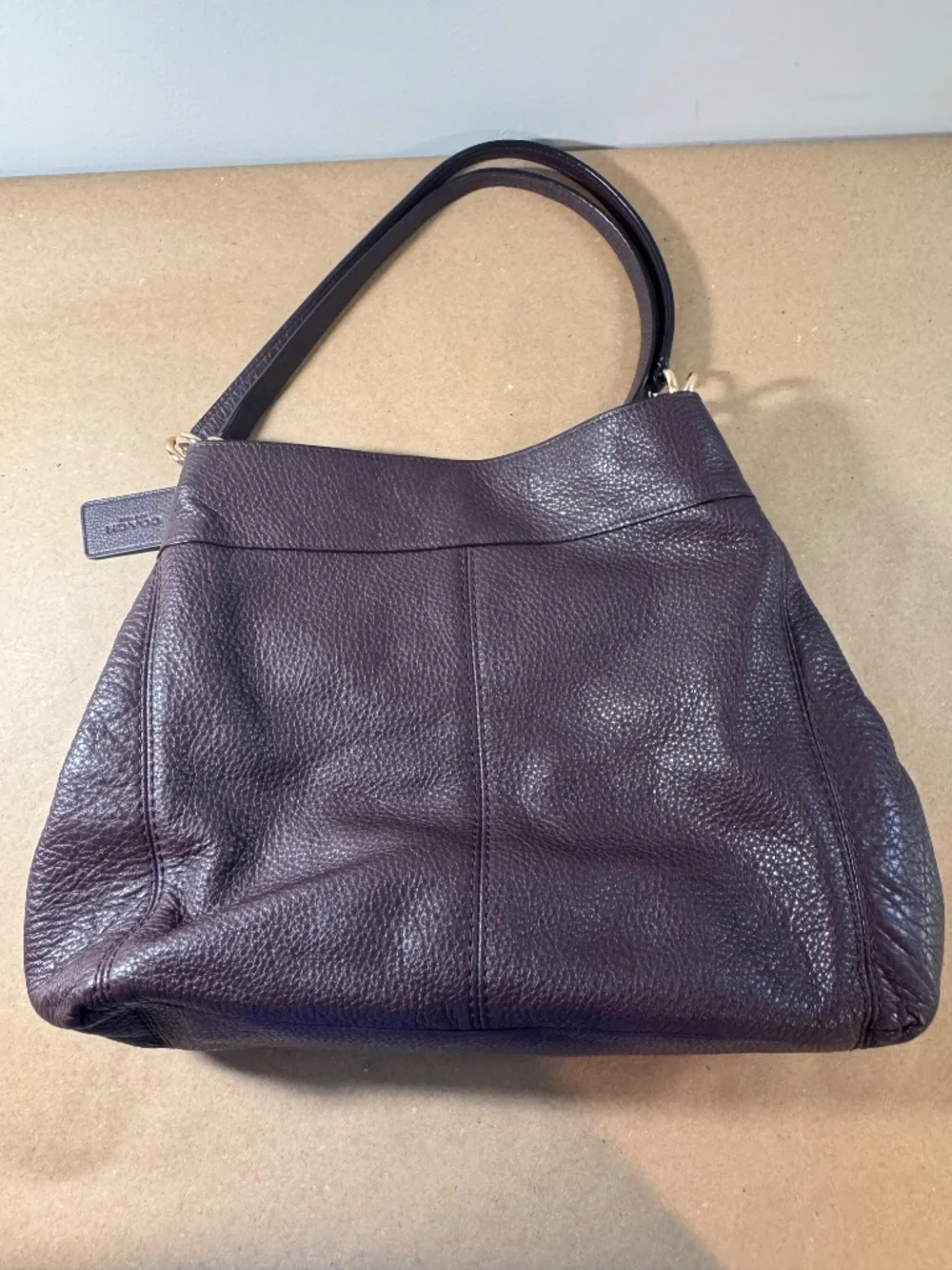 Coach Lexy Pebbled Leather Shoulder Bag Brown F57545